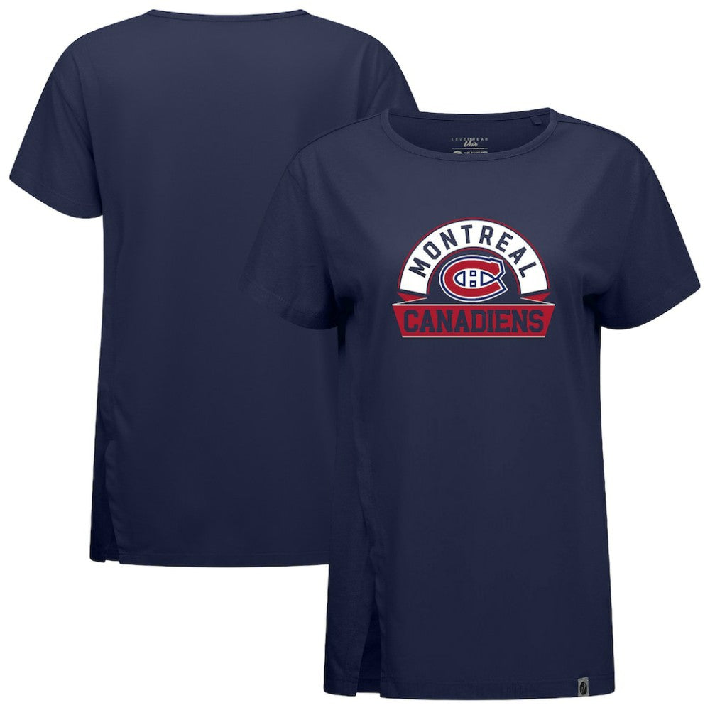 Montreal Canadiens Levelwear Women's Influx Banner Arch T-Shirt - Navy T-shirts