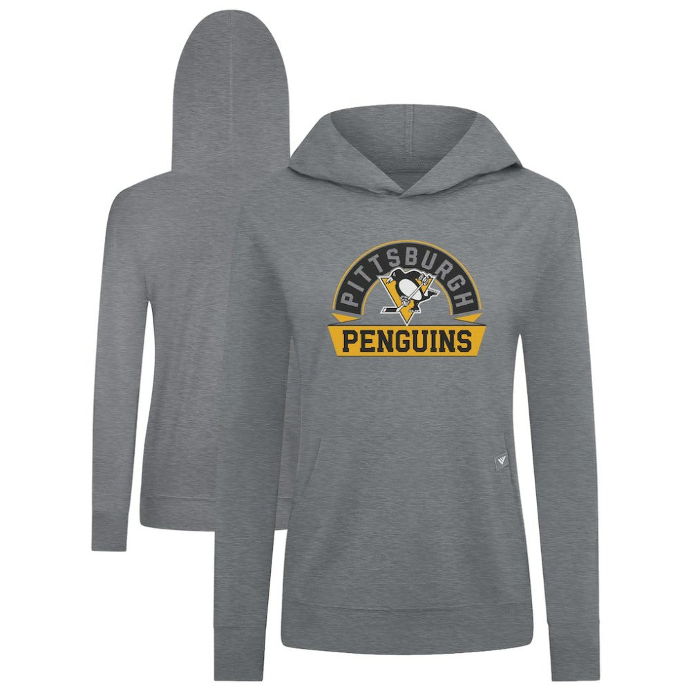 Pittsburgh Penguins Levelwear Women's Relay Banner Arch Pullover Hoodie - Gray Hoodies