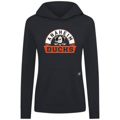 Anaheim Ducks Levelwear Women's Relay Banner Arch Pullover Hoodie - Black Hoodies
