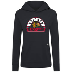 Chicago Blackhawks Levelwear Women's Relay Banner Arch Pullover Hoodie - Black Hoodies