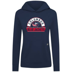 Columbus Blue Jackets Levelwear Women's Relay Banner Arch Pullover Hoodie - Navy Hoodies