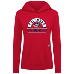 Columbus Blue Jackets Levelwear Women's Relay Banner Arch Pullover Hoodie - Red Hoodies