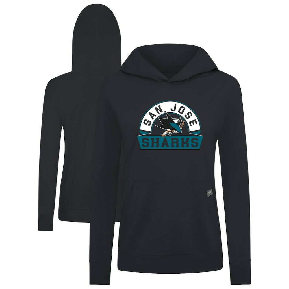 San Jose Sharks Levelwear Women's Relay Banner Arch Pullover Hoodie - Black Hoodies