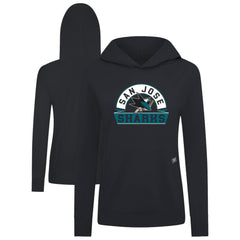 San Jose Sharks Levelwear Women's Relay Banner Arch Pullover Hoodie - Black Hoodies