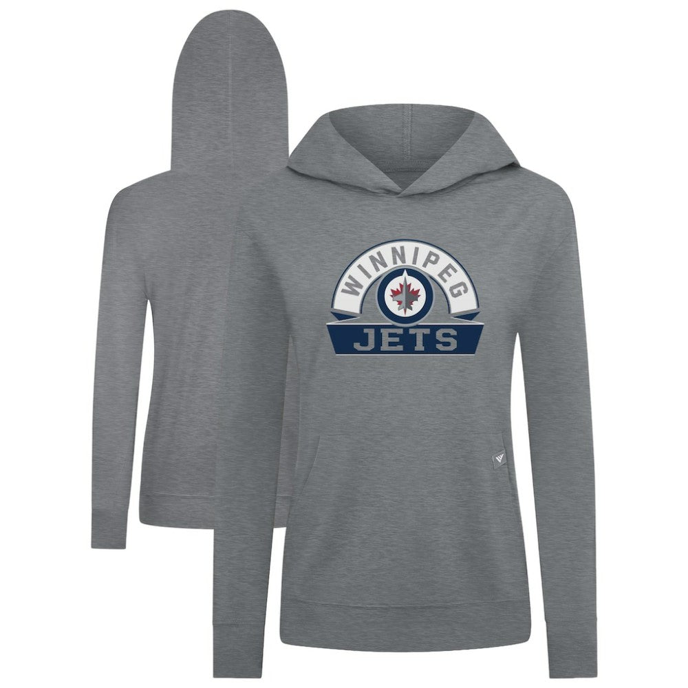 Winnipeg Jets Levelwear Women's Relay Banner Arch Pullover Hoodie - Gray Hoodies