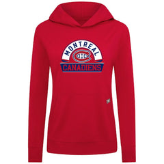 Montreal Canadiens Levelwear Women's Relay Banner Arch Pullover Hoodie - Red Hoodies