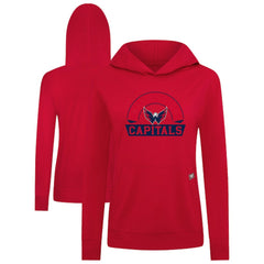 Washington Capitals Levelwear Women's Relay Banner Arch Pullover Hoodie - Red Hoodies