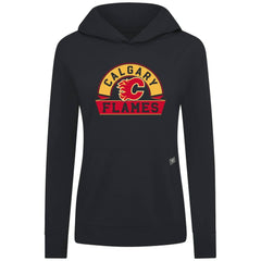 Calgary Flames Levelwear Women's Relay Banner Arch Pullover Hoodie - Black Hoodies