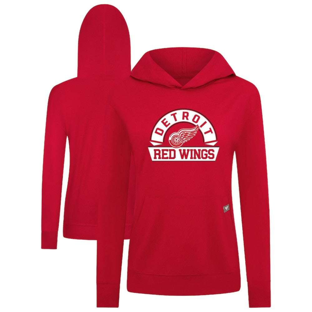 Detroit Red Wings Levelwear Women's Relay Banner Arch Pullover Hoodie - Red Hoodies