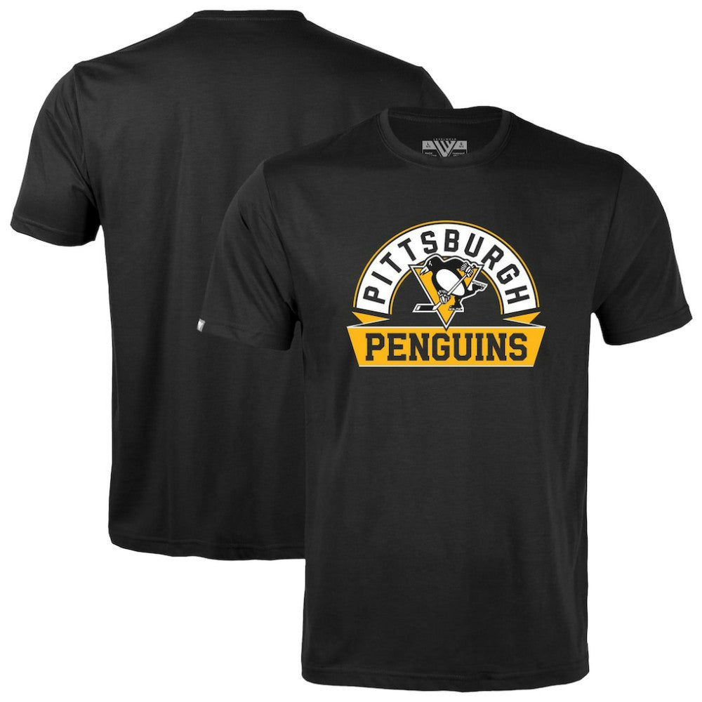 Pittsburgh Penguins Levelwear Youth Little Richmond Banner Arch T-Shirt - Black T-shirts
