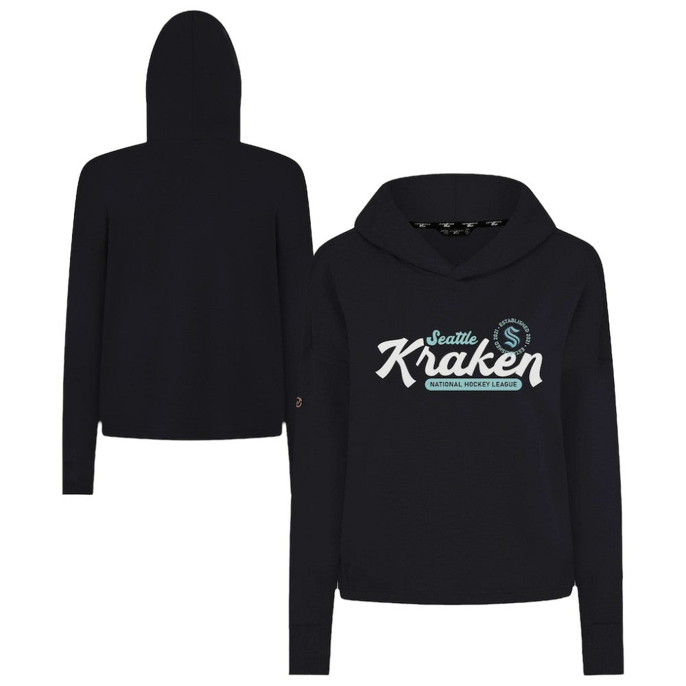 Seattle Kraken Levelwear Women's Sweet Monument Tri-Blend Cropped Pullover Hoodie - Black Hoodies