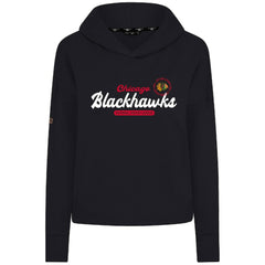 Chicago Blackhawks Levelwear Women's Sweet Monument Tri-Blend Cropped Pullover Hoodie - Black Hoodies