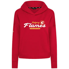 Calgary Flames Levelwear Women's Sweet Monument Tri-Blend Cropped Pullover Hoodie - Red Hoodies