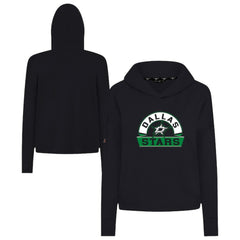 Dallas Stars Levelwear Women's Sweet Banner Arch Tri-Blend Cropped Pullover Hoodie - Black Hoodies