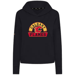 Calgary Flames Levelwear Women's Sweet Banner Arch Tri-Blend Cropped Pullover Hoodie - Black Hoodies