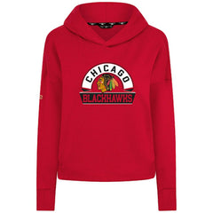 Chicago Blackhawks Levelwear Women's Sweet Banner Arch Tri-Blend Cropped Pullover Hoodie - Red Hoodies