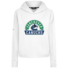 Vancouver Canucks Levelwear Women's Sweet Banner Arch Tri-Blend Cropped Pullover Hoodie - White Hoodies