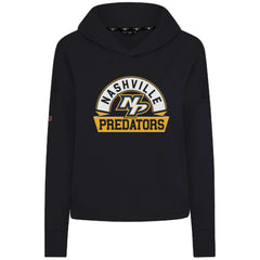 Nashville Predators Levelwear Women's Sweet Banner Arch Tri-Blend Cropped Pullover Hoodie - Black Hoodies