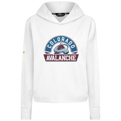 Colorado Avalanche Levelwear Women's Sweet Banner Arch Tri-Blend Cropped Pullover Hoodie - White Hoodies