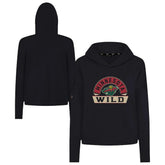Minnesota Wild Levelwear Women's Sweet Banner Arch Tri-Blend Cropped Pullover Hoodie - Black Hoodies