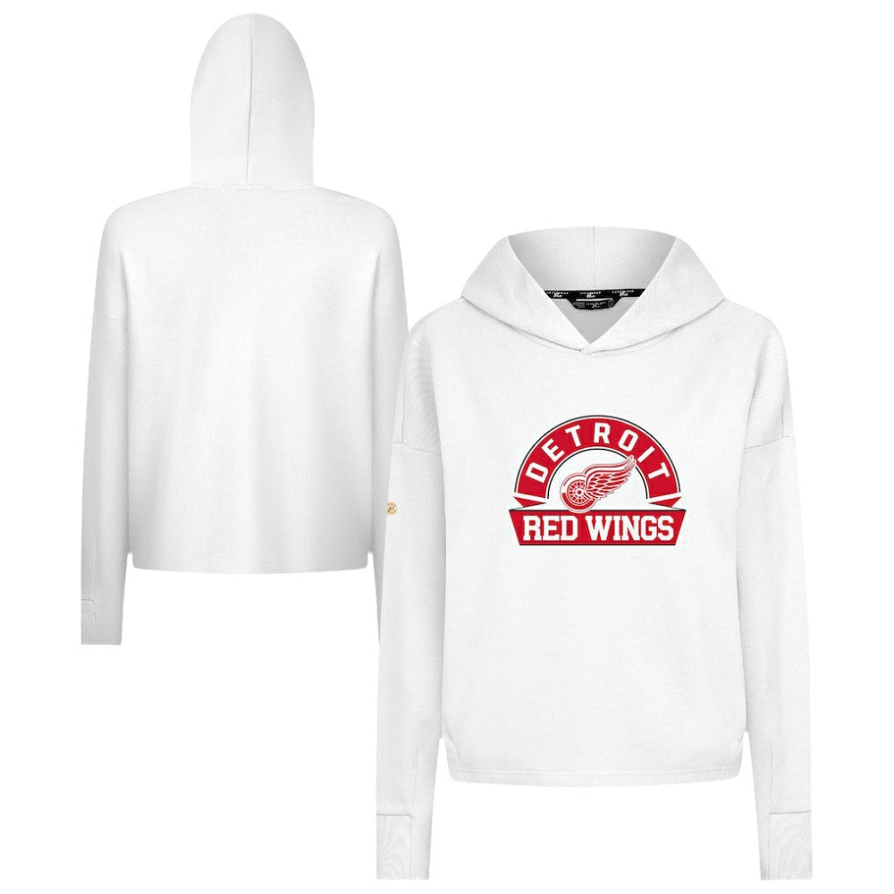 Detroit Red Wings Levelwear Women's Sweet Banner Arch Tri-Blend Cropped Pullover Hoodie - White Hoodies
