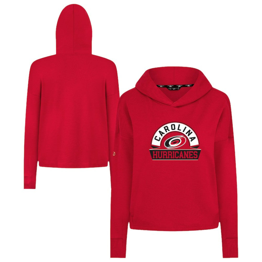 Carolina Hurricanes Levelwear Women's Sweet Banner Arch Tri-Blend Cropped Pullover Hoodie - Red Hoodies