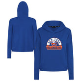 New York Islanders Levelwear Women's Sweet Banner Arch Tri-Blend Cropped Pullover Hoodie - Royal Hoodies