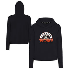 Anaheim Ducks Levelwear Women's Sweet Banner Arch Tri-Blend Cropped Pullover Hoodie - Black Hoodies