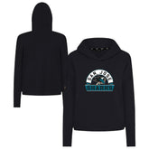San Jose Sharks Levelwear Women's Sweet Banner Arch Tri-Blend Cropped Pullover Hoodie - Black Hoodies
