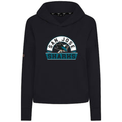 San Jose Sharks Levelwear Women's Sweet Banner Arch Tri-Blend Cropped Pullover Hoodie - Black Hoodies