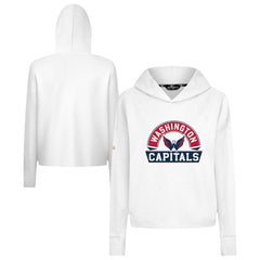 Washington Capitals Levelwear Women's Sweet Banner Arch Tri-Blend Cropped Pullover Hoodie - White Hoodies