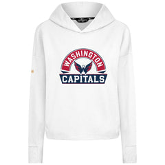 Washington Capitals Levelwear Women's Sweet Banner Arch Tri-Blend Cropped Pullover Hoodie - White Hoodies