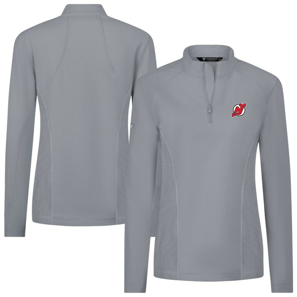 New Jersey Devils Levelwear Women's Upright Quarter-Zip Pullover - Gray Jerseys