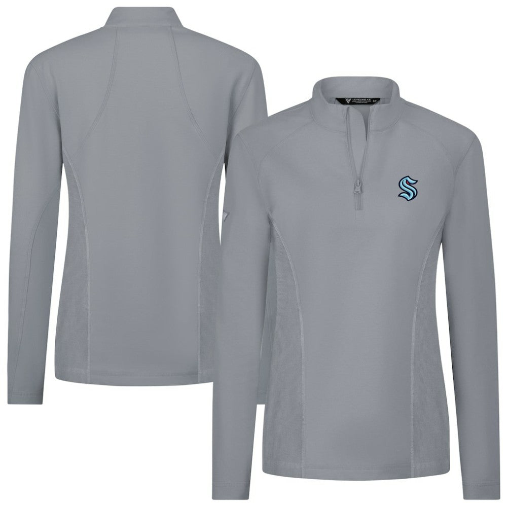 Seattle Kraken Levelwear Women's Upright Quarter-Zip Pullover - Gray Pullover