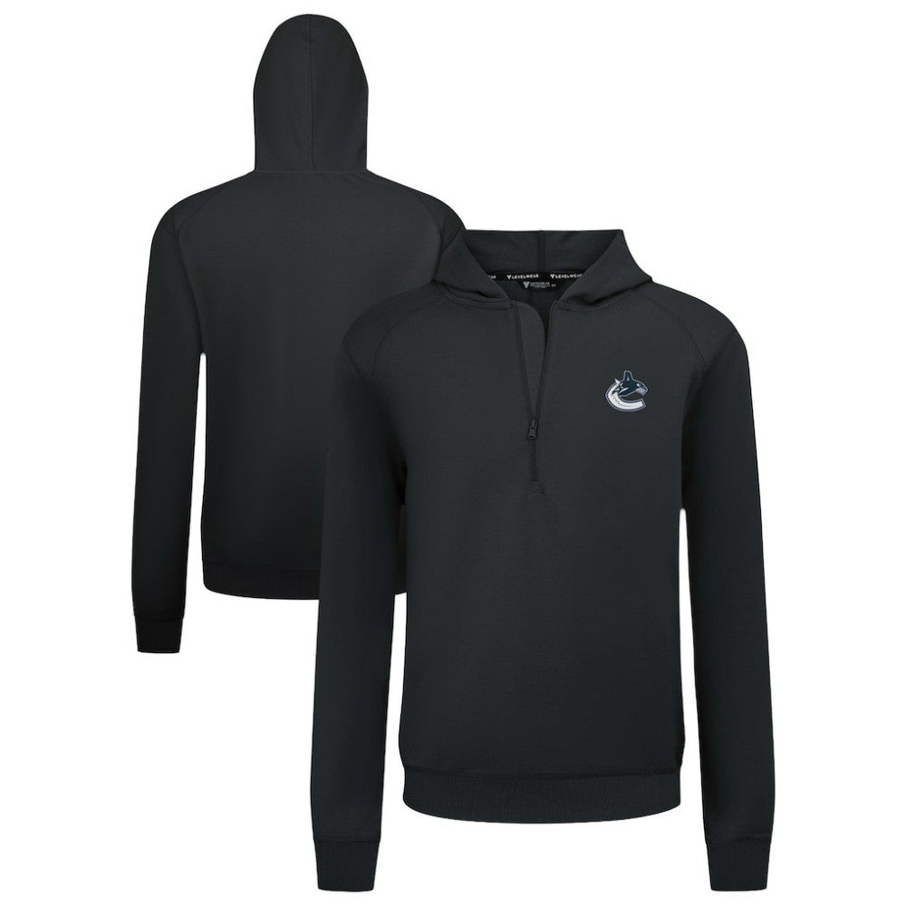 Vancouver Canucks Levelwear Technic Quarter-Zip Pullover Hoodie - Black Hoodies