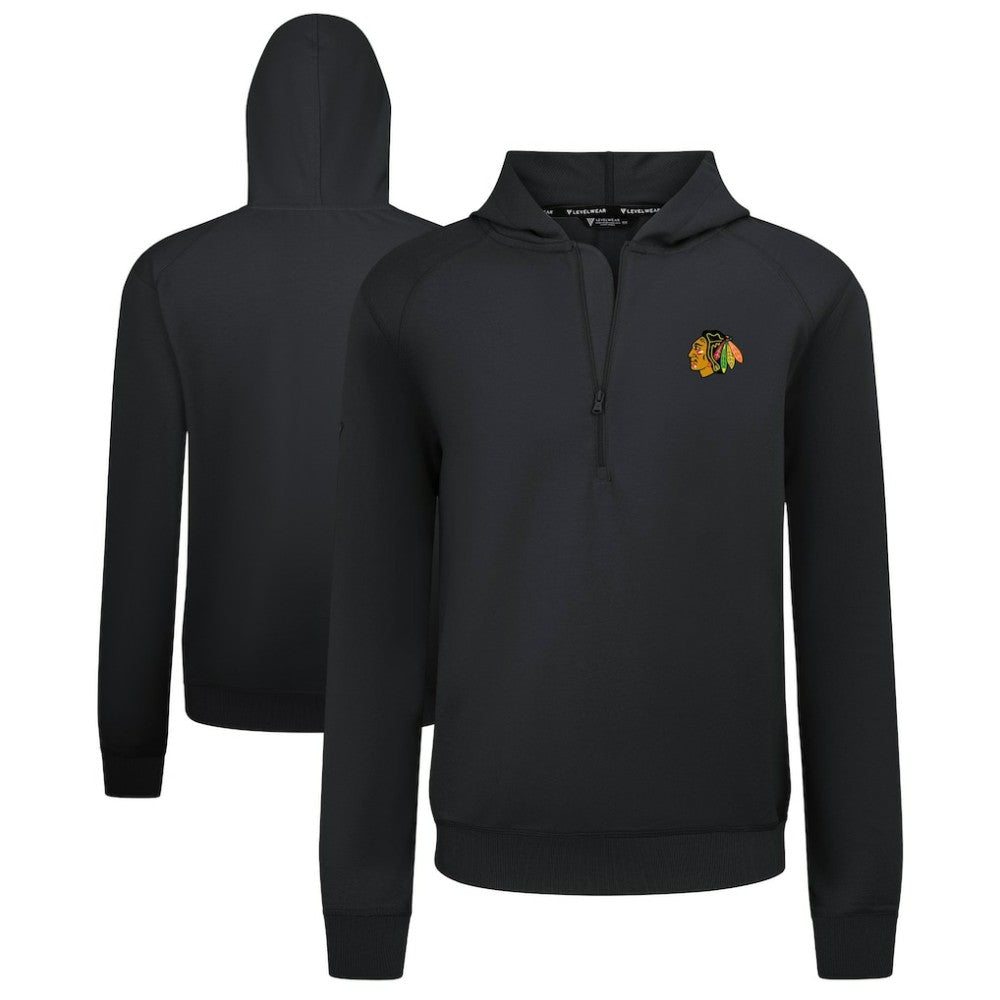 Chicago Blackhawks Levelwear Technic Quarter-Zip Pullover Hoodie - Black Hoodies