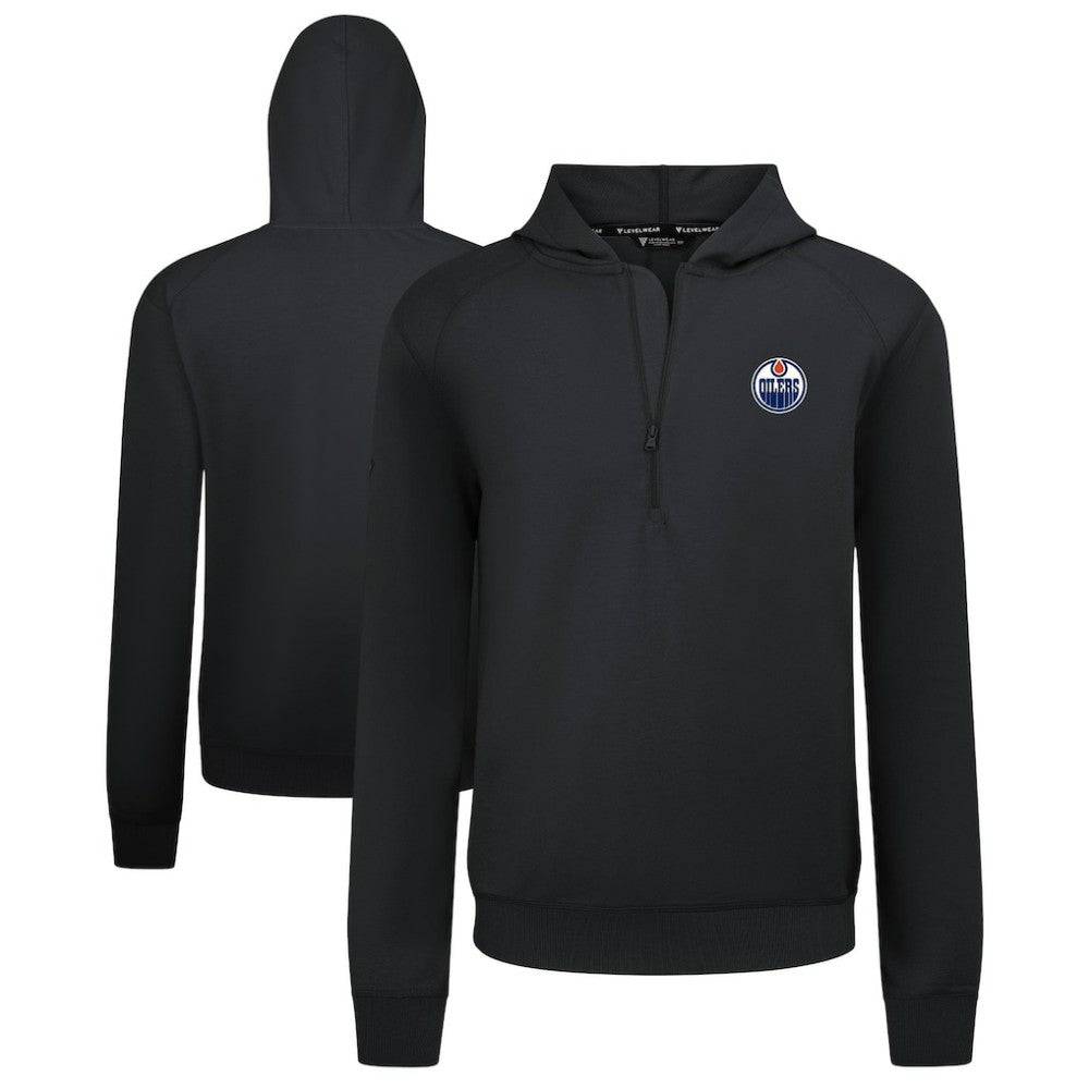 Edmonton Oilers Levelwear Technic Quarter-Zip Pullover Hoodie - Black Hoodies