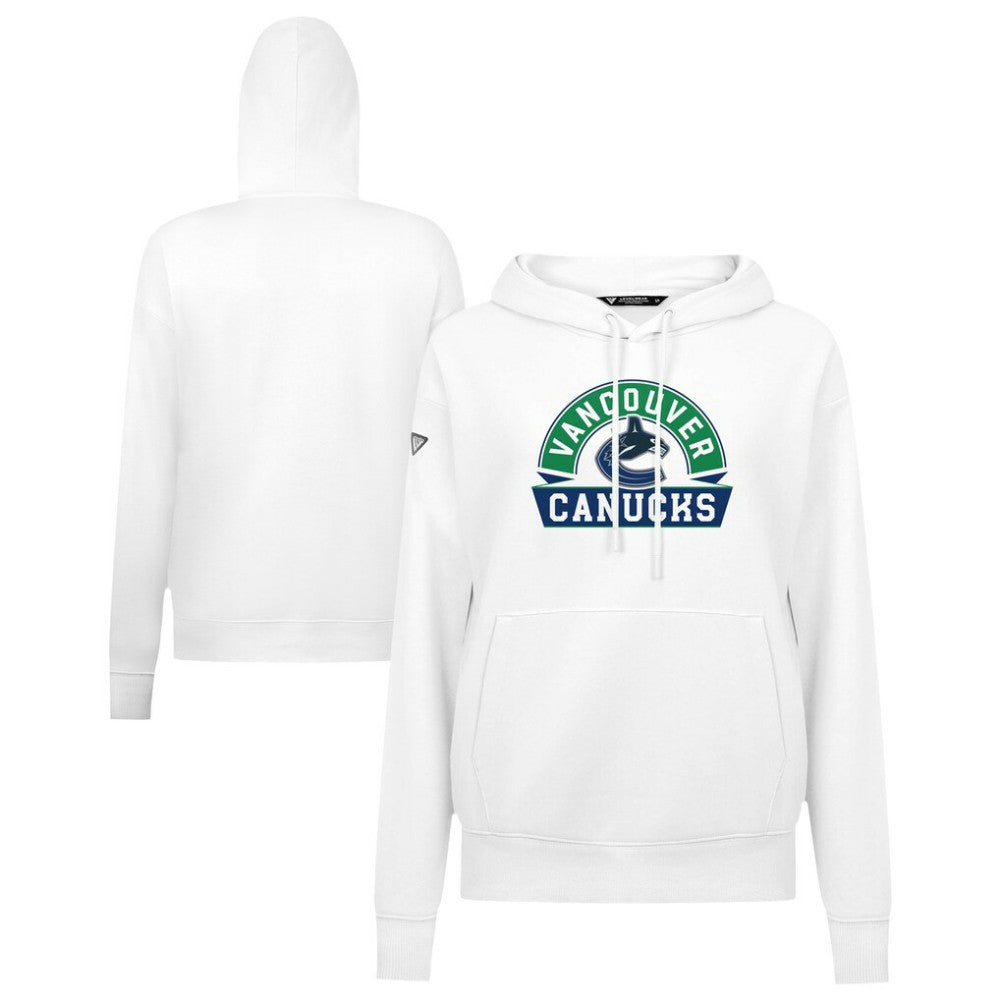 Vancouver Canucks Levelwear Women's Adorn Banner Arch Pullover Hoodie - White Hoodies