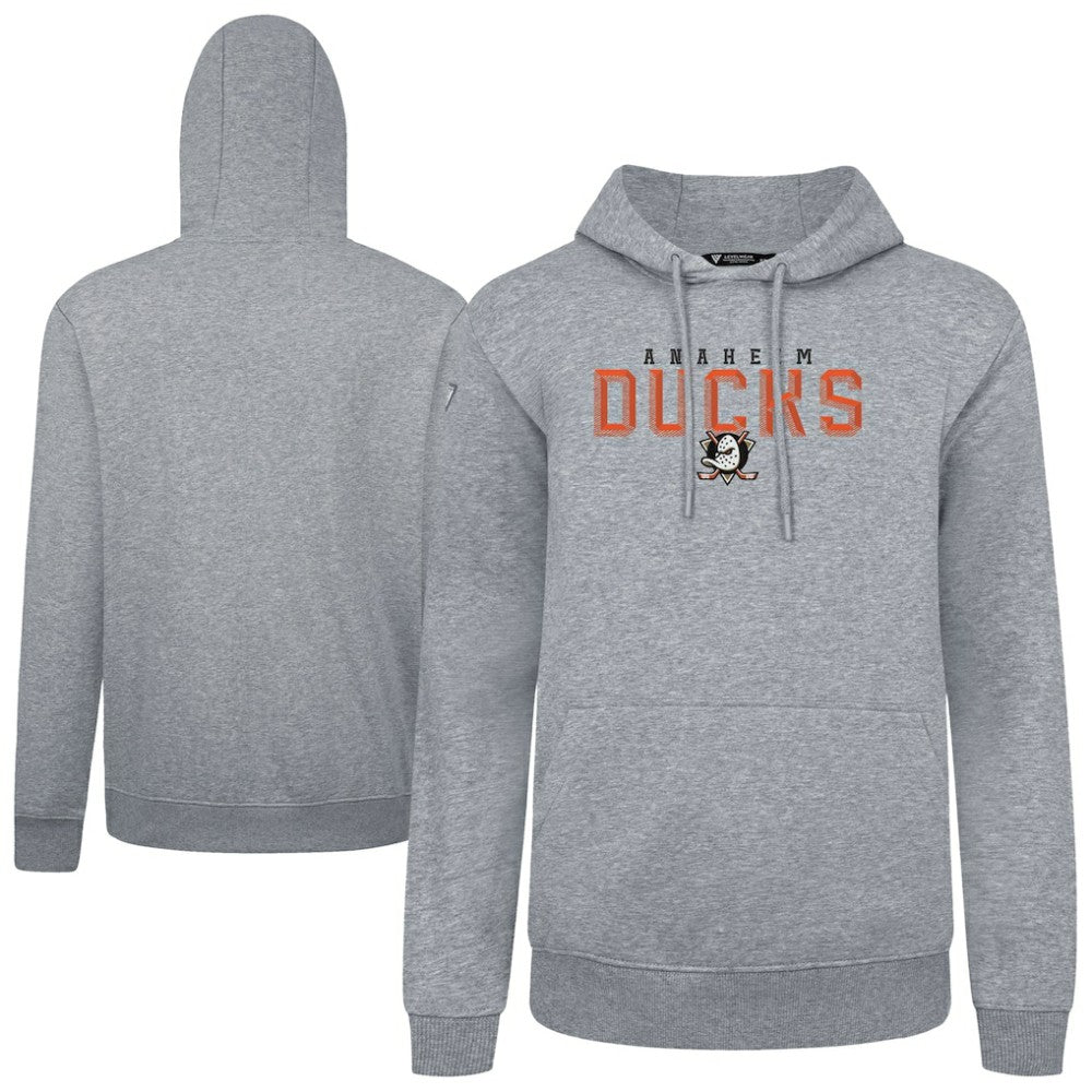 Anaheim Ducks Levelwear Podium Carve Pullover Hoodie - Gray Hoodies