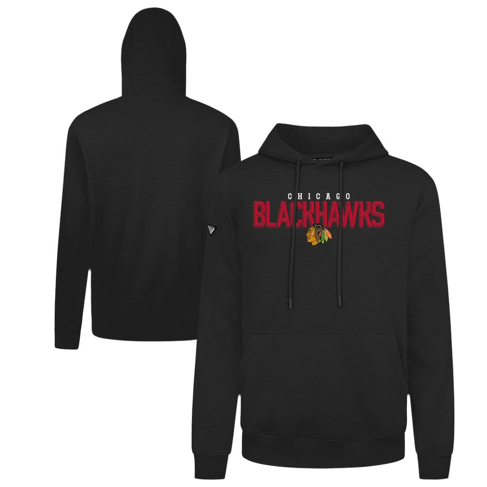 Chicago Blackhawks Levelwear Podium Carve Pullover Hoodie - Black Hoodies