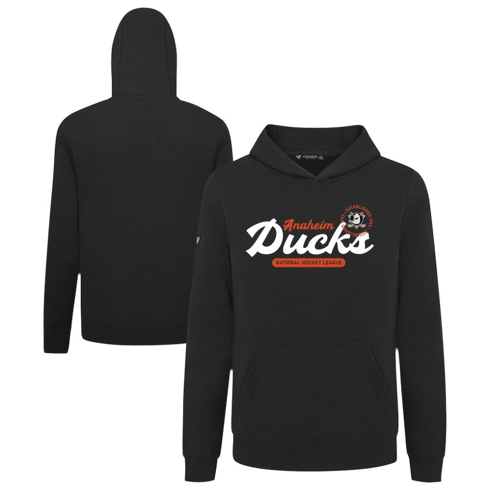 Anaheim Ducks Levelwear Youth Podium Monument Pullover Hoodie - Black Hoodies