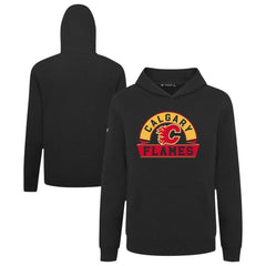 Calgary Flames Levelwear Youth Podium Banner Arch Pullover Hoodie - Black Hoodies