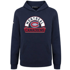Montreal Canadiens Levelwear Youth Podium Banner Arch Pullover Hoodie - Navy Hoodies