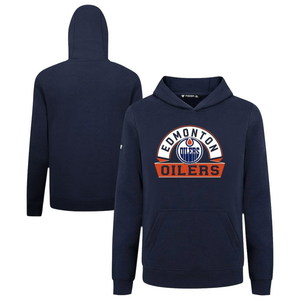 Edmonton Oilers Levelwear Youth Podium Banner Arch Pullover Hoodie - Navy Hoodies