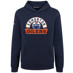 Edmonton Oilers Levelwear Youth Podium Banner Arch Pullover Hoodie - Navy Hoodies