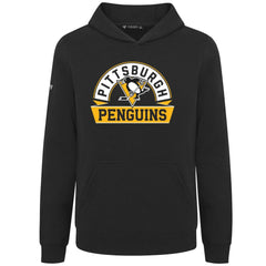 Pittsburgh Penguins Levelwear Youth Podium Banner Arch Pullover Hoodie - Black Hoodies