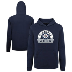 Winnipeg Jets Levelwear Youth Podium Banner Arch Pullover Hoodie - Navy Hoodies
