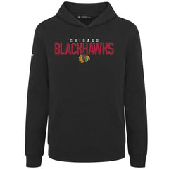 Chicago Blackhawks Levelwear Youth Podium Carve Pullover Hoodie - Black Hoodies