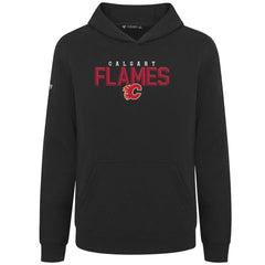 Calgary Flames Levelwear Youth Podium Carve Pullover Hoodie - Black Hoodies