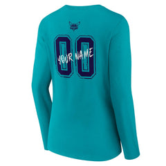 Charlotte Hornets Women's Hustle Custom Long Sleeve V-Neck T-Shirt - Teal for sale